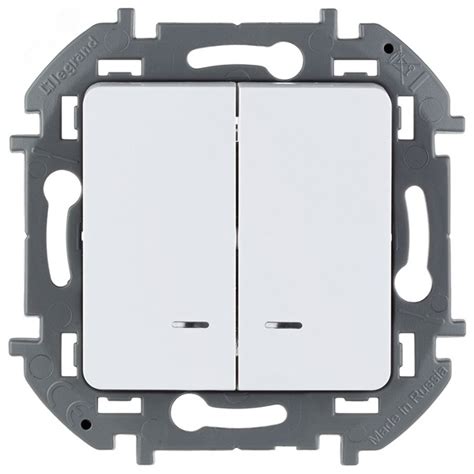 Выключатель двухклавишный с подсветкой Legrand Inspiria белый 673630 ...