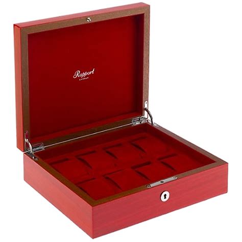 8 Watch Storage Box L421 Rapport Heritage Red Wood