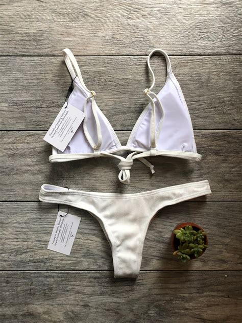 White Bikini Brazilian Bikini Set White Two Piece Cheeky Etsy