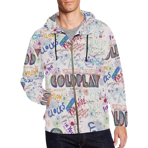 Coldplay All Over Print Full Zip Hoodie For Menlarge Size