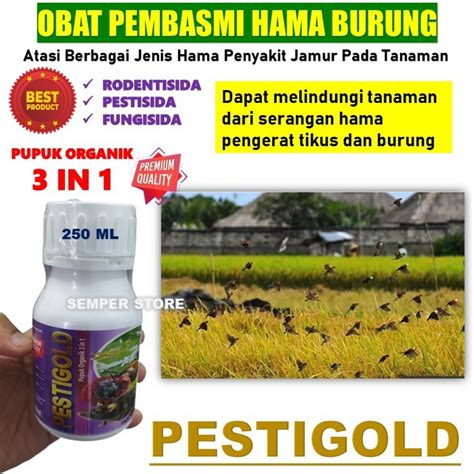 Jual Obat AMPUH Pembasmi Hama Burung Padi TERBAIK PESTIGOLD 250ML Pupuk