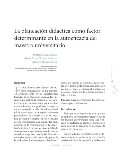 Pdf La Planeacion Didactica Como Factor Determinante En La