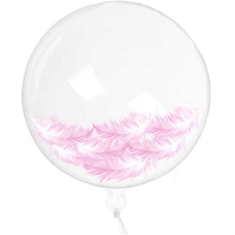 Bubble 60 Cm Cu Pene Roz Pal Balonic Md