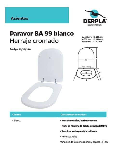 Tapa Asiento Inodoro Derpla Adaptable Bari Herraje Cromo Sanitarios