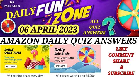 April Amazon Fun Zone Daily Quiz Answers Today Amazon Quiz