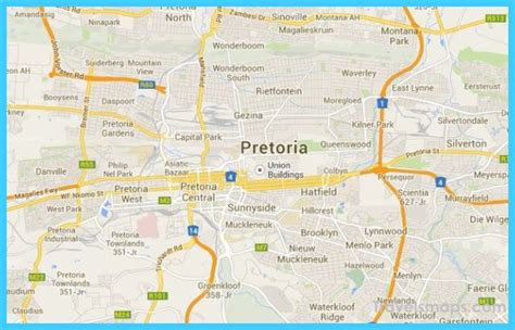 Map Of Pretoria Travelsmapscom