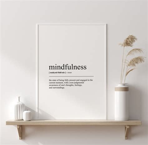 Mindfulness Definition Print Mindfulness Mindset Poster Motivational