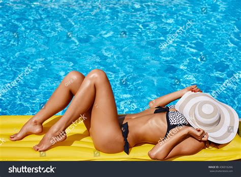 Portrait Beautiful Tanned Woman Relaxing Bikini Stock Photo Shutterstock