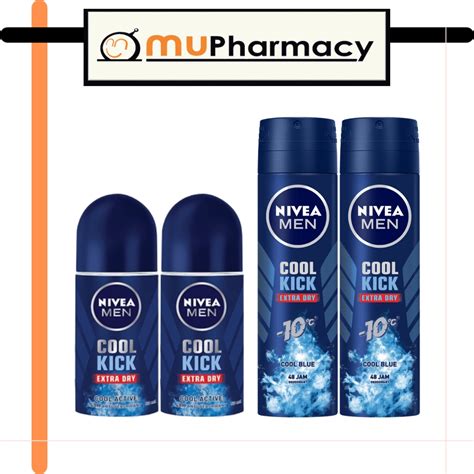 Nivea Men Deodorant Cool Kick Roll On 50ML 2x50ML Spray 150ML