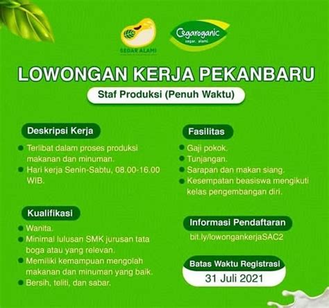 Lowongan Kerja Staf Produksi Penuh Waktu Karir Riau