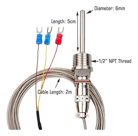 Cable De Sonda De Sensor De Temperatura Rtd Pt100 3 Hilos Mercado