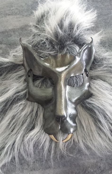 Big Bad Wolf Leather Mask With Fur Face Hands And Feet Etsy Leather