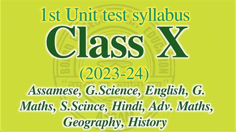 St Unit Test Syllabus For Class X Seba Hslc You