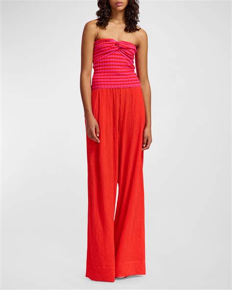 Essentiel Antwerp Frolic Wide Leg Drawstring Seersucker Pants Neiman