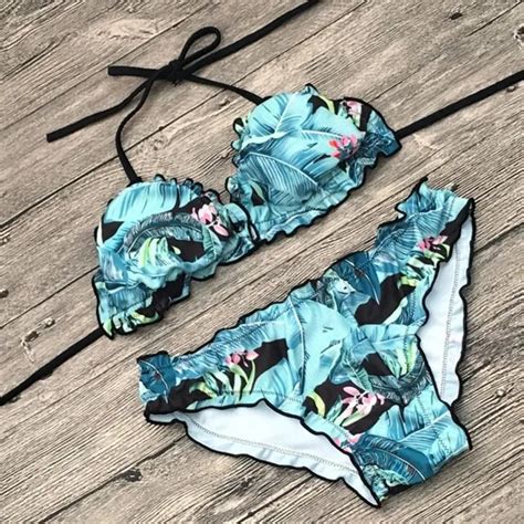 2019 Bikinis Set Russia Women Swimsuit Floral Print Plus Size Bikini Sexy Biquinis Women Vintage