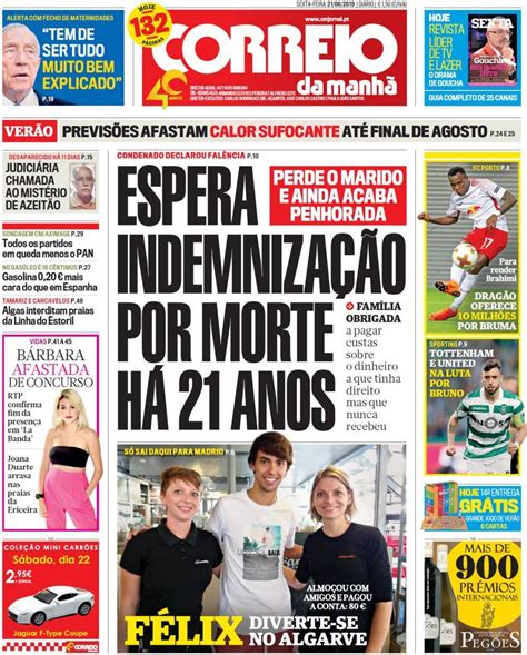 Capa Correio da Manhã 21 junho 2019 capasjornais pt