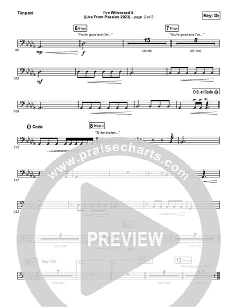 I Ve Witnessed It Live From Passion Timpani Sheet Music Pdf