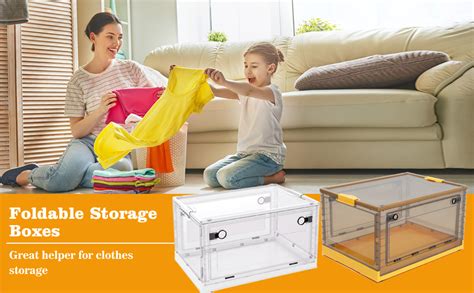 Btggg Collapsible Storage Boxes Large 42l Stackable Clear Plastic Wardrobe Storage Box Organizer