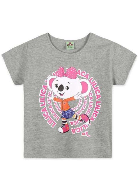 Lilica Ripilica Blusa Mundo Lilica Manga Curta Malha Infantil Cinza