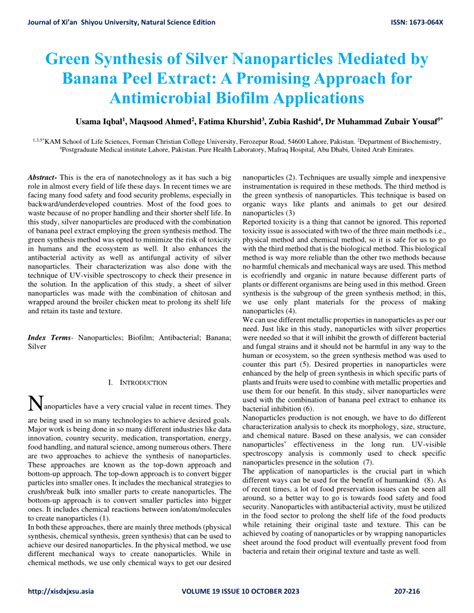 Pdf Green Synthesis Of Silver Nanoparticles Mediated By Banana Peel