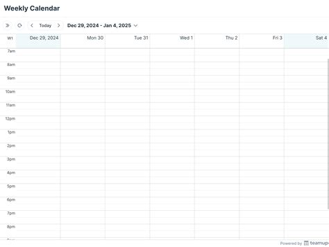 Printable Weekly Calendar 2025 - Teamup.com 
