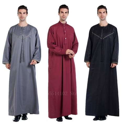 Men Islamic Clothing Muslim Robe Arab Thobe Ramadan Costumes Saudi