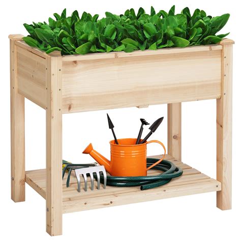 Yaheetech 2 Tiers Raised Garden Bed Planter Box With Legs And Storage