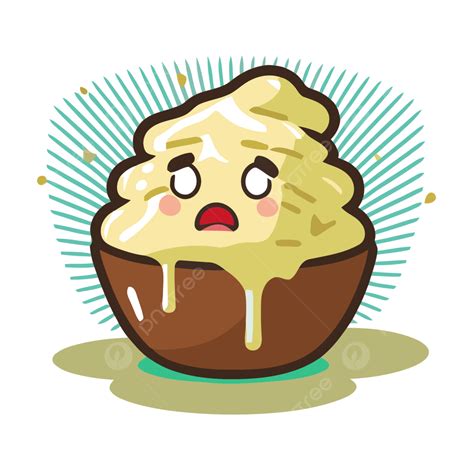 Mashed Potato Vector Sticker Clipart Funny Cartoon Illustration Character With Chocolate