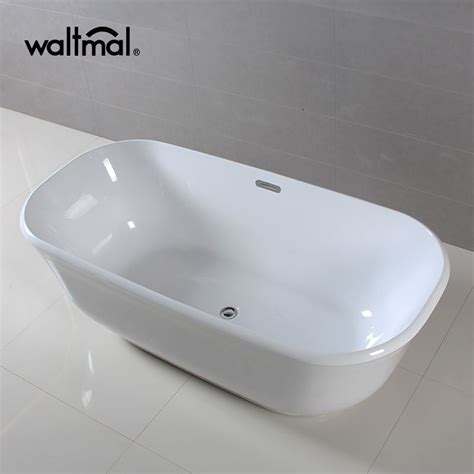 Waltmal Vanity Art Shallow Solid Surface Freestanding Acrylic Bathtub