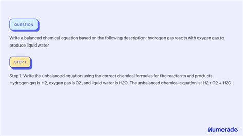 SOLVED Write A Balanced Chemical Equation Based On The Following