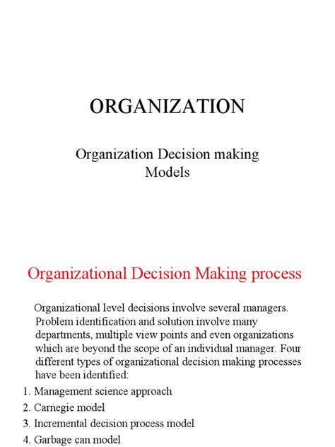 Organizational+Decision+Making+Models | Decision Making | Emergence