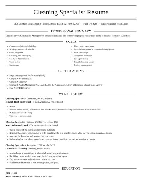 Cleaner Resume Template