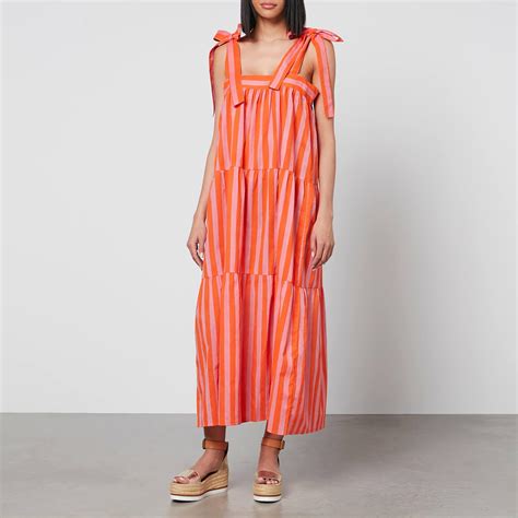 Sz Blockprints Winslow Striped Cotton Dress In Red Lyst Uk