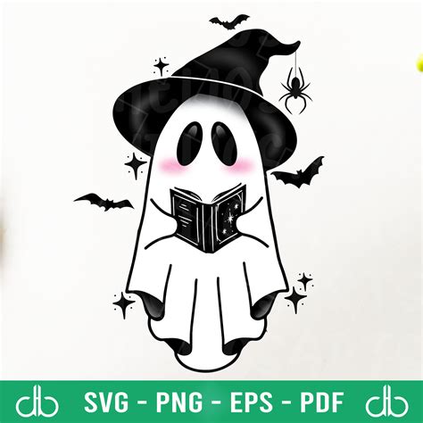 Ghost Book SVG Ghost Reading Book SVG Ghost Holding Book SVG