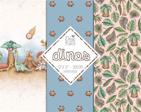 30 Dinosaur Digital Papers Dinos Digital Scrapbook Papers Etsy