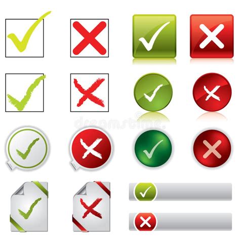 Check Mark Stickers And Buttons Red Green Vector Stock Vector