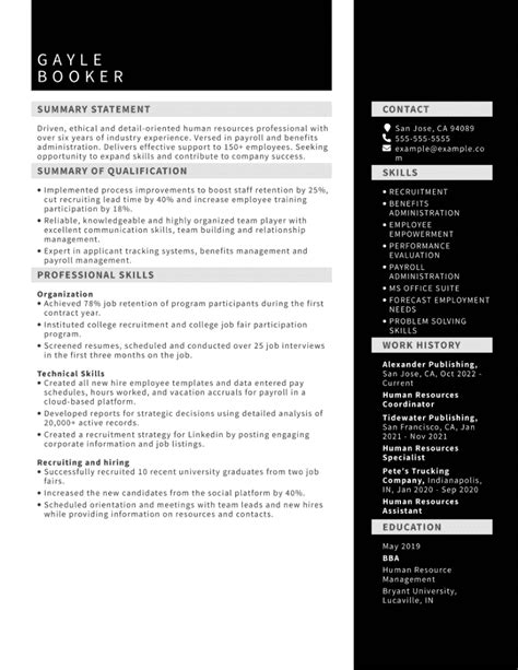 Human Resources Resume Sample With HR Skills For Resume