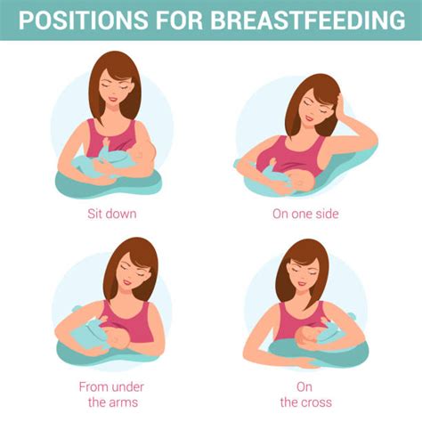 Breastfeeding Positions Mother And Baby Infographic For Feeding Stock ...