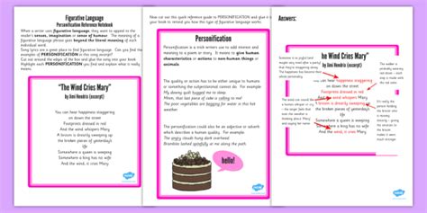 Personification Figurative Language Worksheet Worksheet Esl