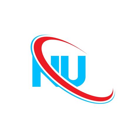 Nu Logo Nu Design Blue And Red Nu Letter Nu Letter Logo Design