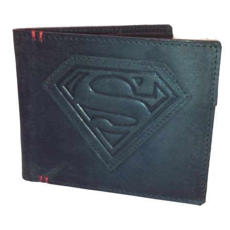 NEW SUPERMAN BLACK REAL LEATHER WALLET STITCH LOGO DC COMICS SMALLVILLE