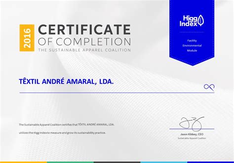 Higg Index Certificate T Xtil Andr Amaral Lda