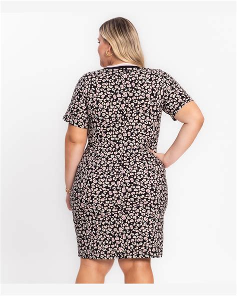 Riachuelo Vestido Plus Size Em Ribana Canelada Secret Glam Preto