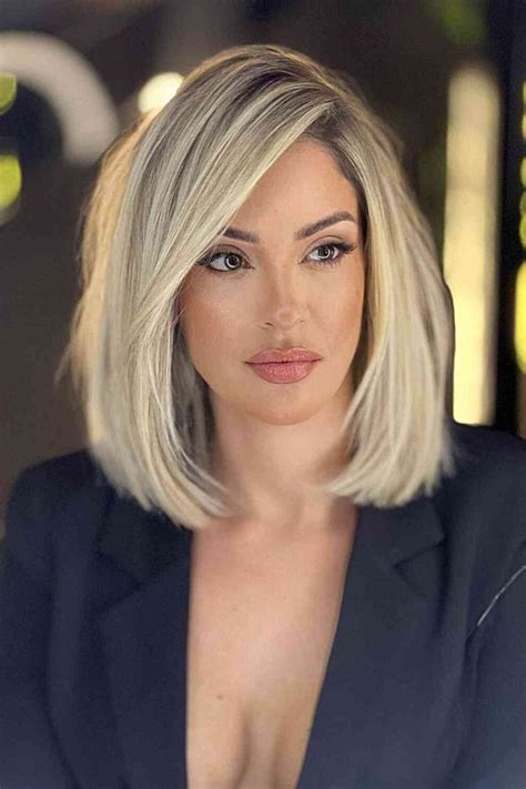 Professional Shoulder Length Straight Blonde Bob Haircut Haircuts For