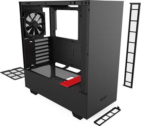 Nzxt Ca H510b Br H510 H Series Refresh Tempered Glass Steel Black And Red