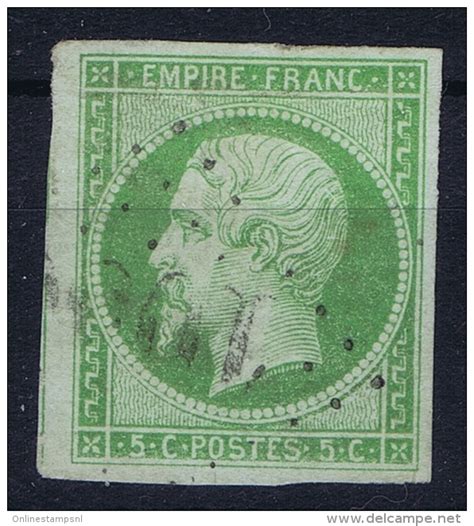 1853 1860 Napoléon III France 1854 Yv nr 12 used obl vert jaune ne