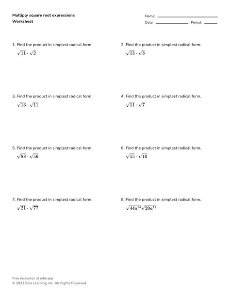 Add Subtract Radicals Worksheets Printable Online Answers