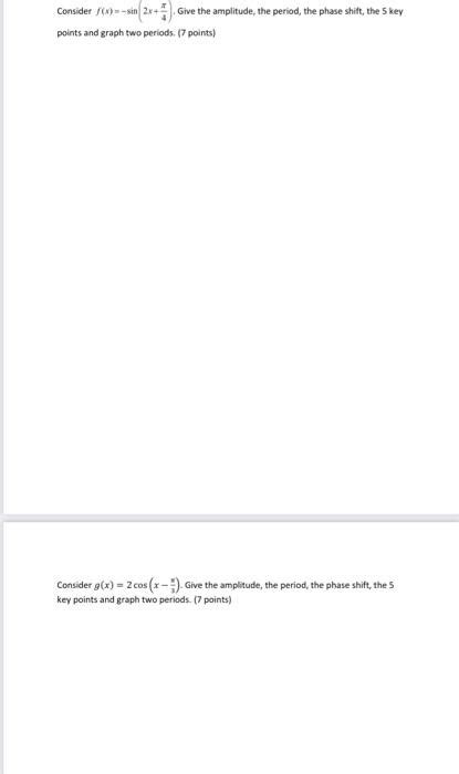 Solved T Consider f(x) = -sin 2x+ 4 points and graph two | Chegg.com