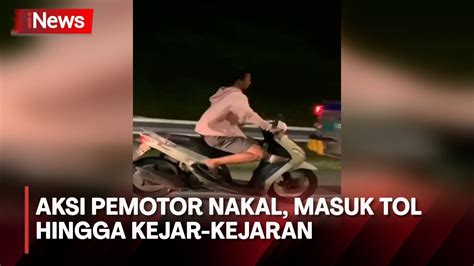 Aksi Kejar Kejaran Petugas Dengan Pengendara Motor Yang Nekat Masuk Tol