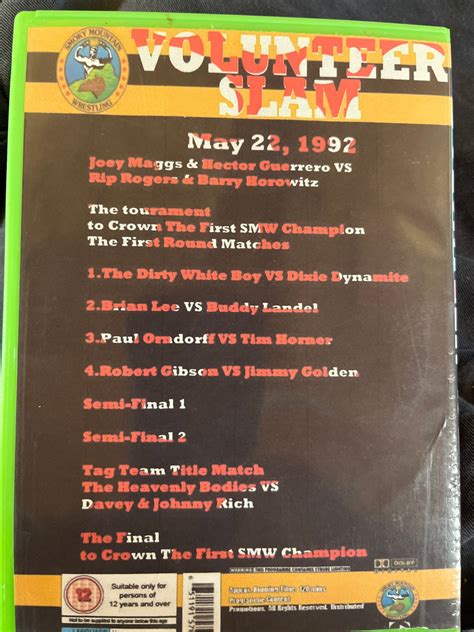 Smoky Mountain Wrestling Volunteer Slam 1992 Dvd Free Shipping - Etsy